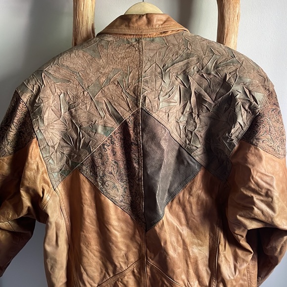 SUPER RARE Vintage 1990s Leather Western Tribal Jacket - Picture 7 of 7
